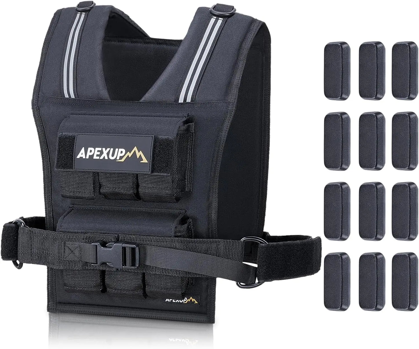 Adjustable Weighted Vest 20/30/40 lbs – Reflective Strength Training Vest for Men & Women