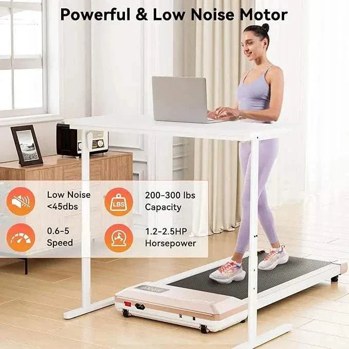 Compact Superun 2-in-1 walking treadmill with 2.5 HP motor, app control, and remote for home and office use