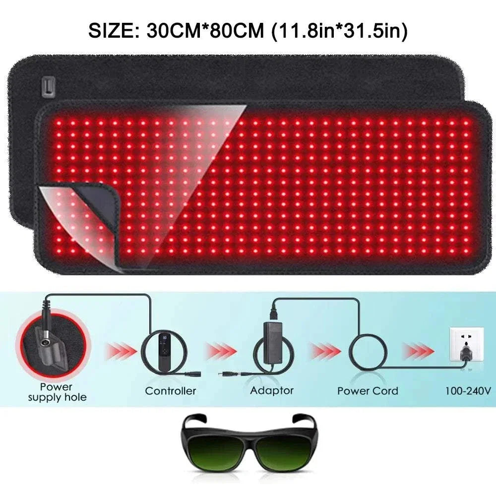 Red Light Therapy Heating Pad with LEDs for back and muscle pain relief