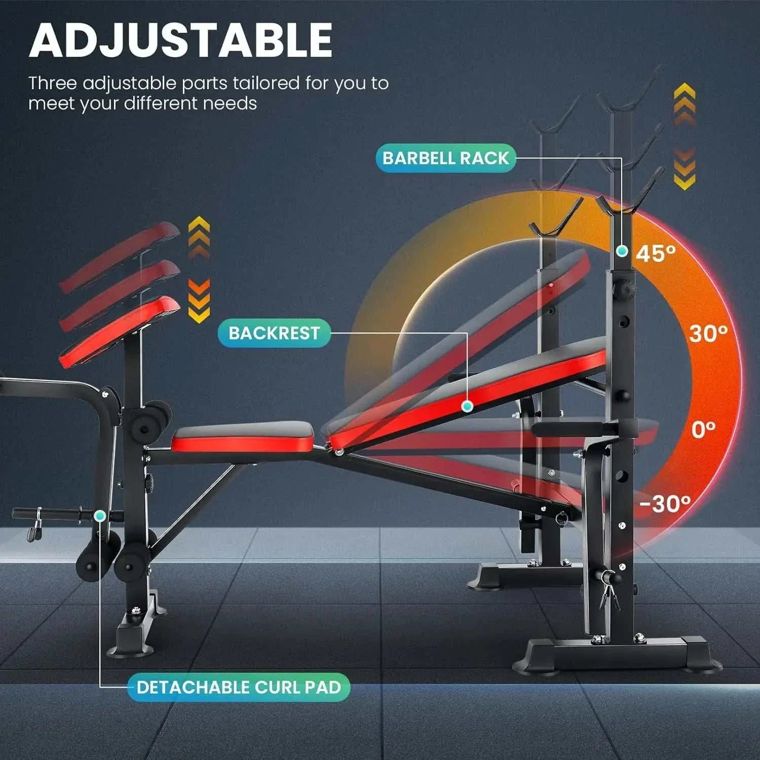 6-in-1 Weight Bench Set – 660LB Adjustable Bench with Squat & Barbell Rack