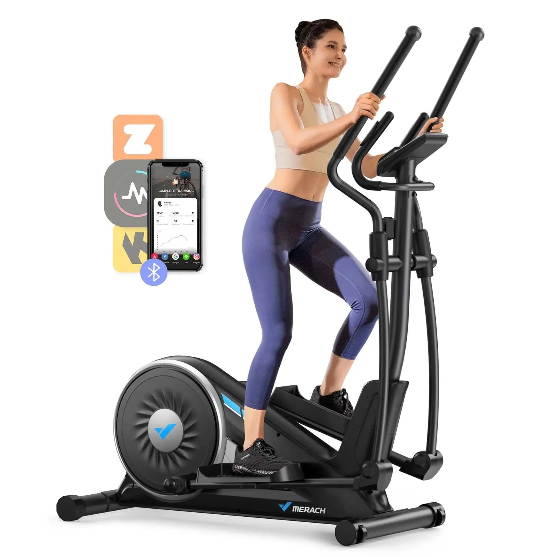 MERACH Elliptical Machine with Hyper-Quiet Magnetic Drive & App Control