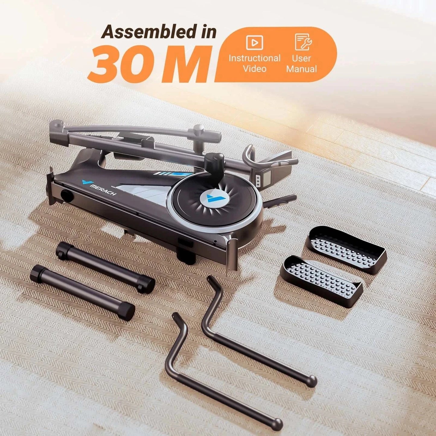 MERACH Elliptical Machine with Hyper-Quiet Magnetic Drive & App Control
