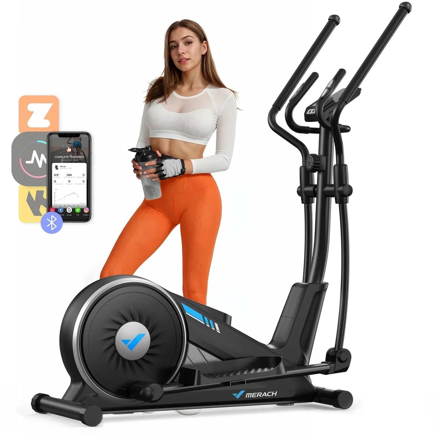 MERACH Elliptical Machine with Hyper-Quiet Magnetic Drive & App Control