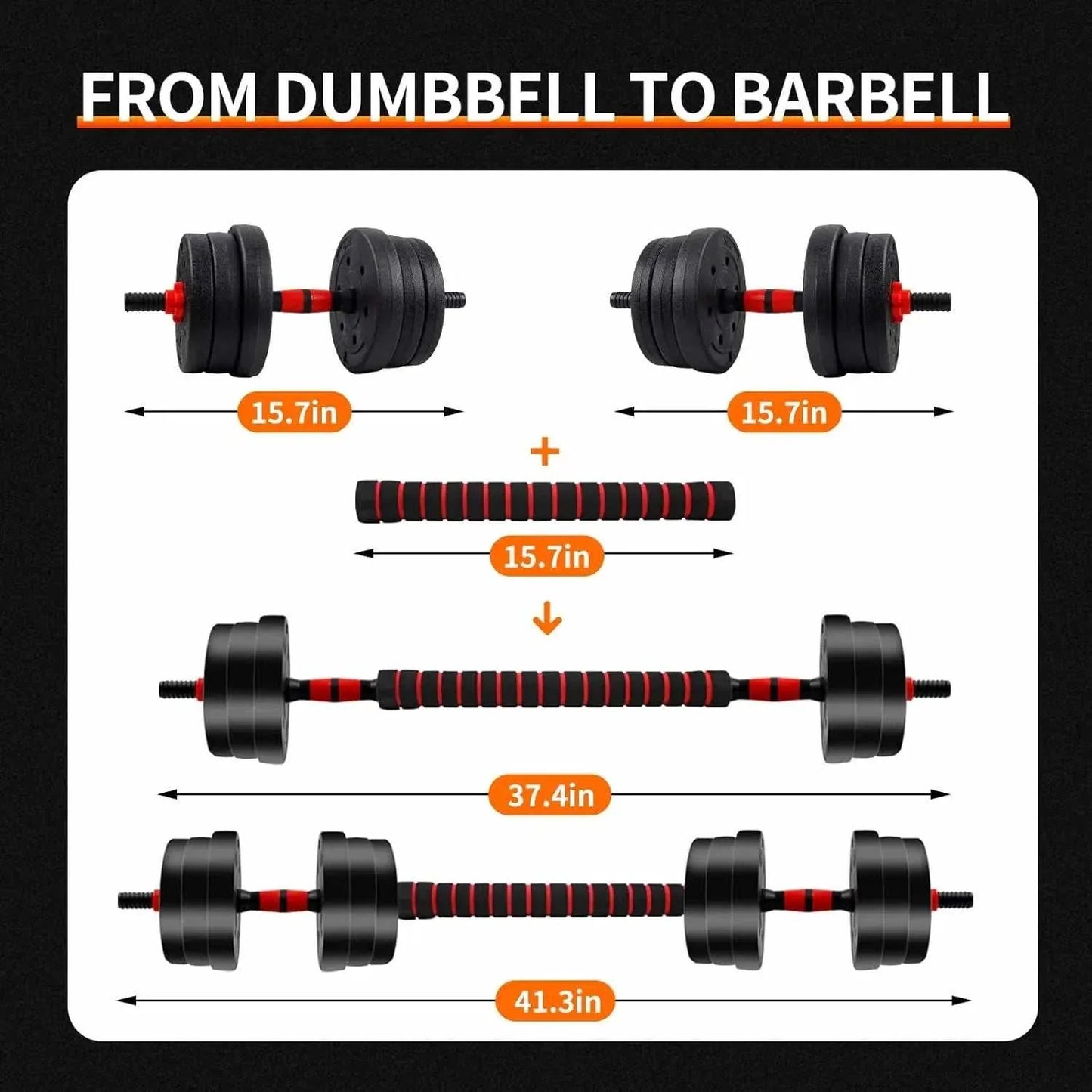 Adjustable Barbell & Dumbbell Set – 5–44 lbs Home Gym Weight Training 