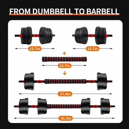 Adjustable Barbell & Dumbbell Set – 5–44 lbs Home Gym Weight Training 