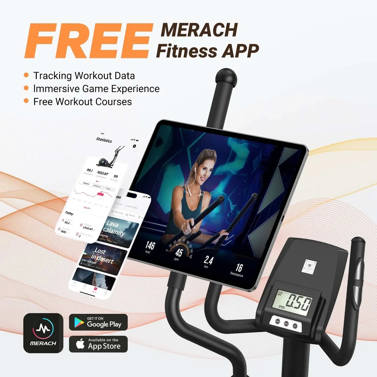 MERACH Elliptical Machine with Hyper-Quiet Magnetic Drive & App Control