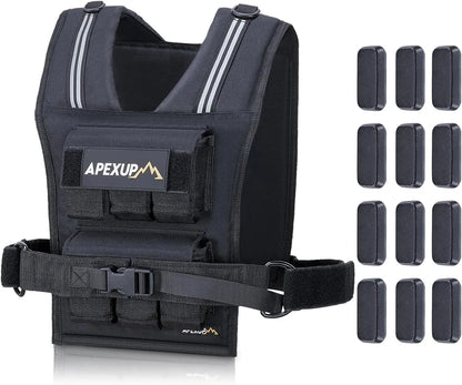 Adjustable Weighted Vest 20/30/40 lbs – Reflective Strength Training Vest for Men & Women