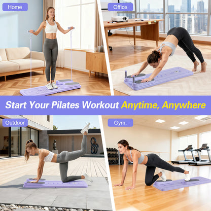 Foldable Pilates Bar & Ab Trainer with Resistance Bands