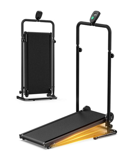 Non-Electric Treadmill – Dual Flywheel, Fixed Incline, LCD Monitor