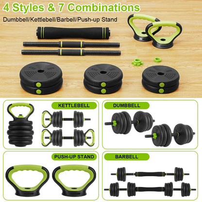 Adjustable Dumbbells 4-in-1 Set | 44/66/88LB Free Weights with Connector for Home Gym