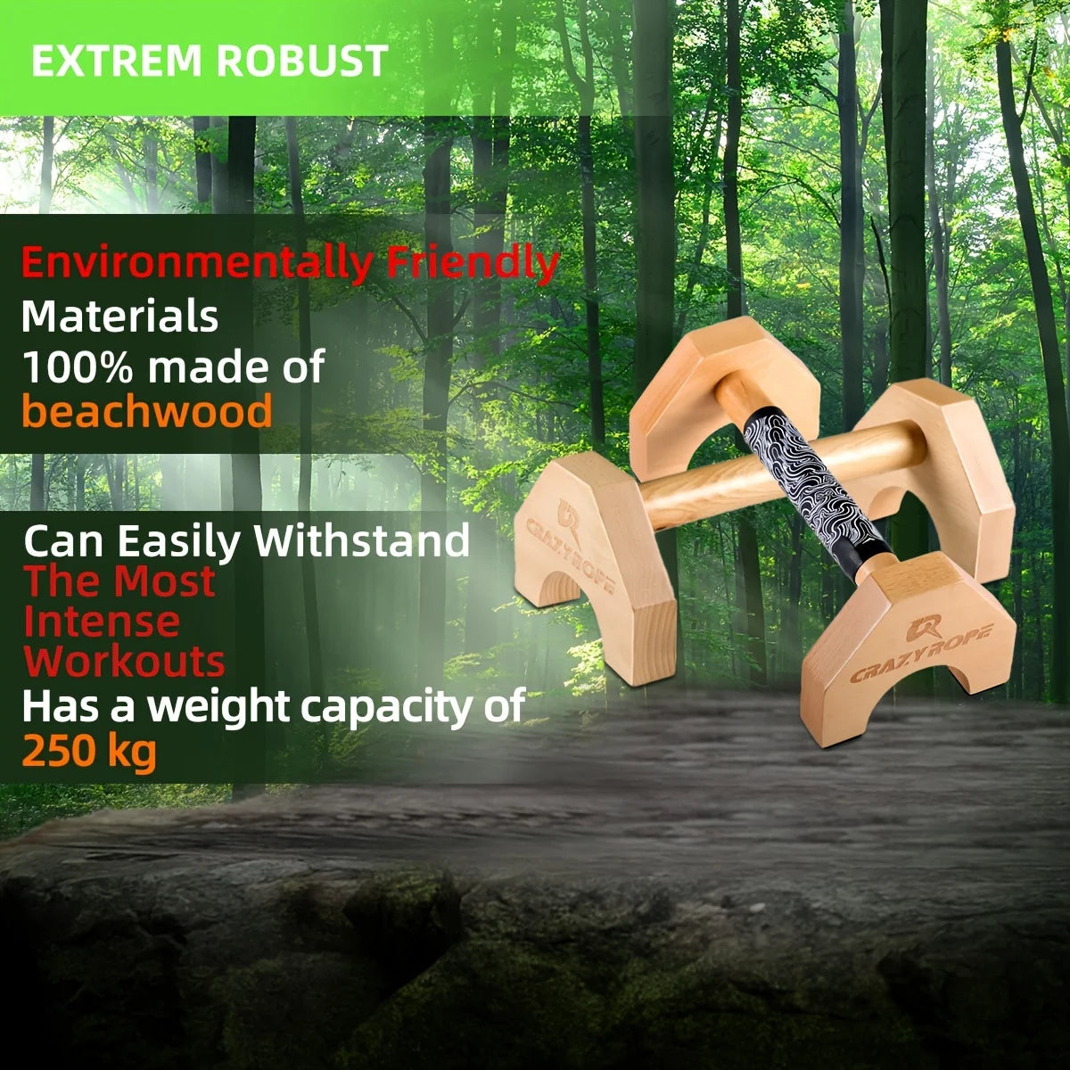 Wooden Push-Up Bars | Parallel Stands for Strength Training & Bodyweight Fitness