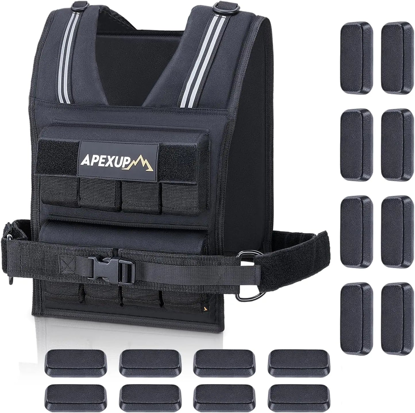 Adjustable Weighted Vest 20/30/40 lbs – Reflective Strength Training Vest for Men & Women