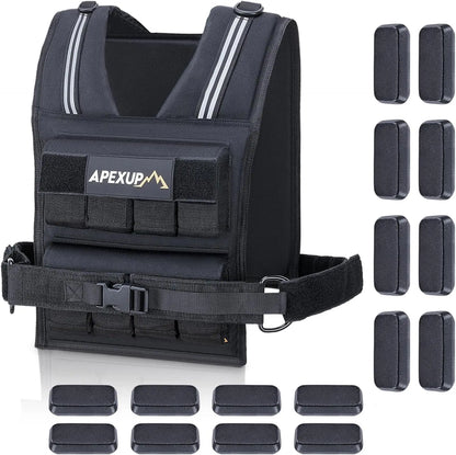 Adjustable Weighted Vest 20/30/40 lbs – Reflective Strength Training Vest for Men & Women