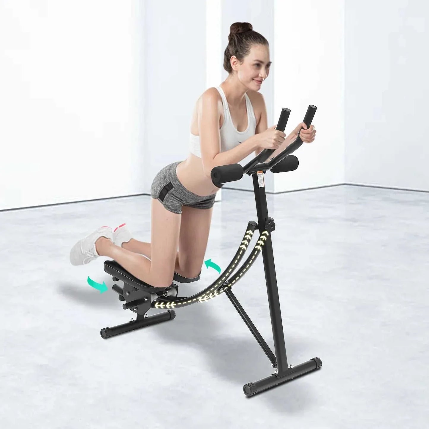 Foldable Ab Machine with LED Display & 180° Rotation – Home Gym Trainer