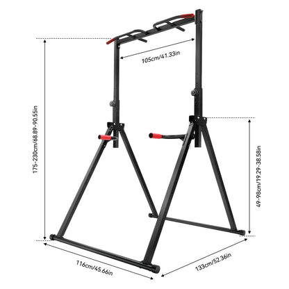 Adjustable Pull Up Bar, 200kg Load Foldable Home Gym Multi-Function Training Station with Parallel Bars for Strength Training