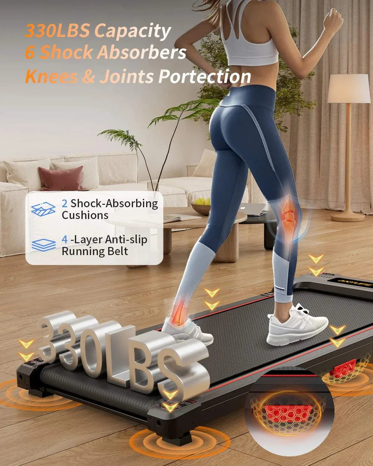 Walking Pad-Under Desk Incline Walking Treadmill 2.5HP,330 lb Capacity