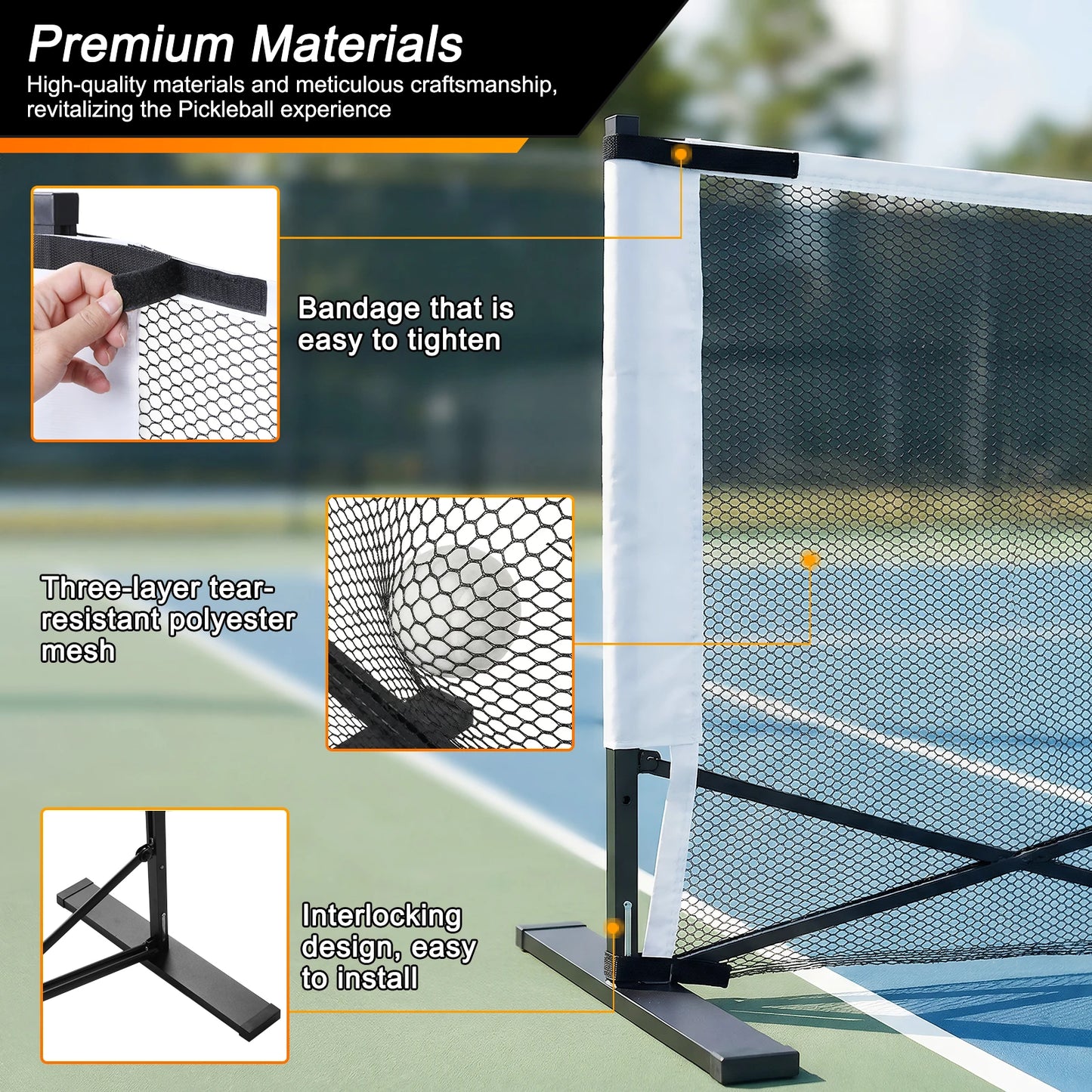 22FT Portable Pickleball Net Set with Wheels – Metal Frame & Aluminum Alloy System