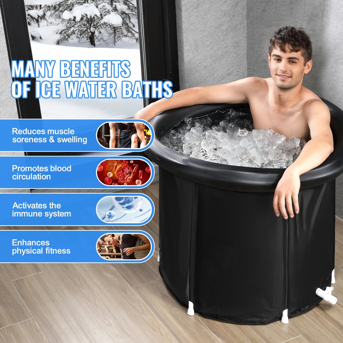 SucceBuy Portable Ice Bath Tub for Cold Water Therapy & Athlete Recovery