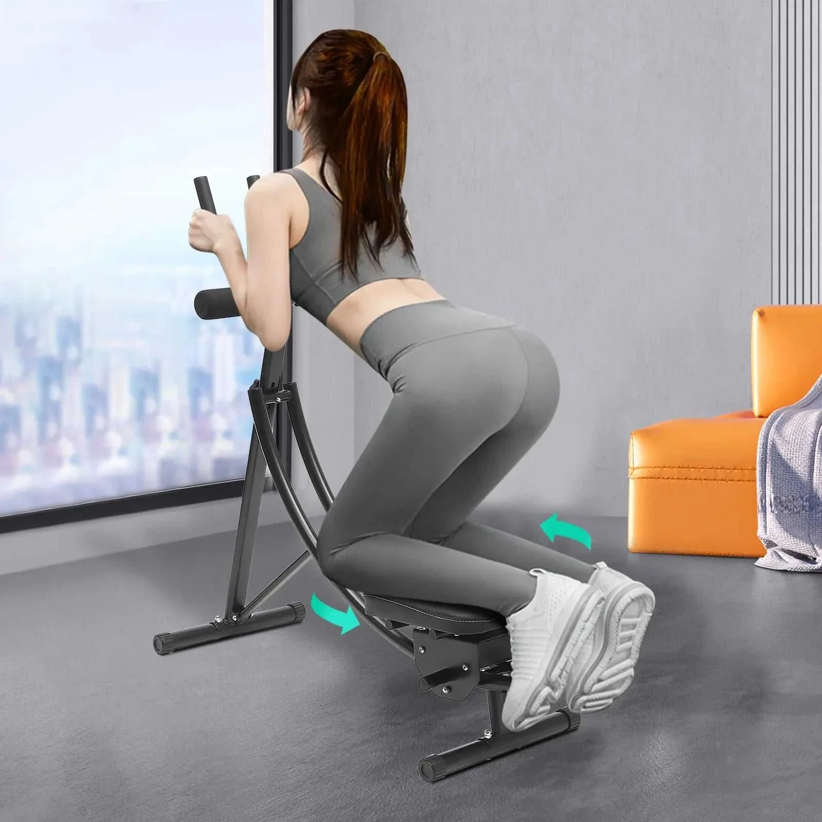 Foldable Ab Machine with LED Display & 180° Rotation – Home Gym Trainer