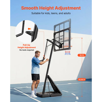 SucceBuy Adjustable Portable Basketball Hoop 44–54" Backboard