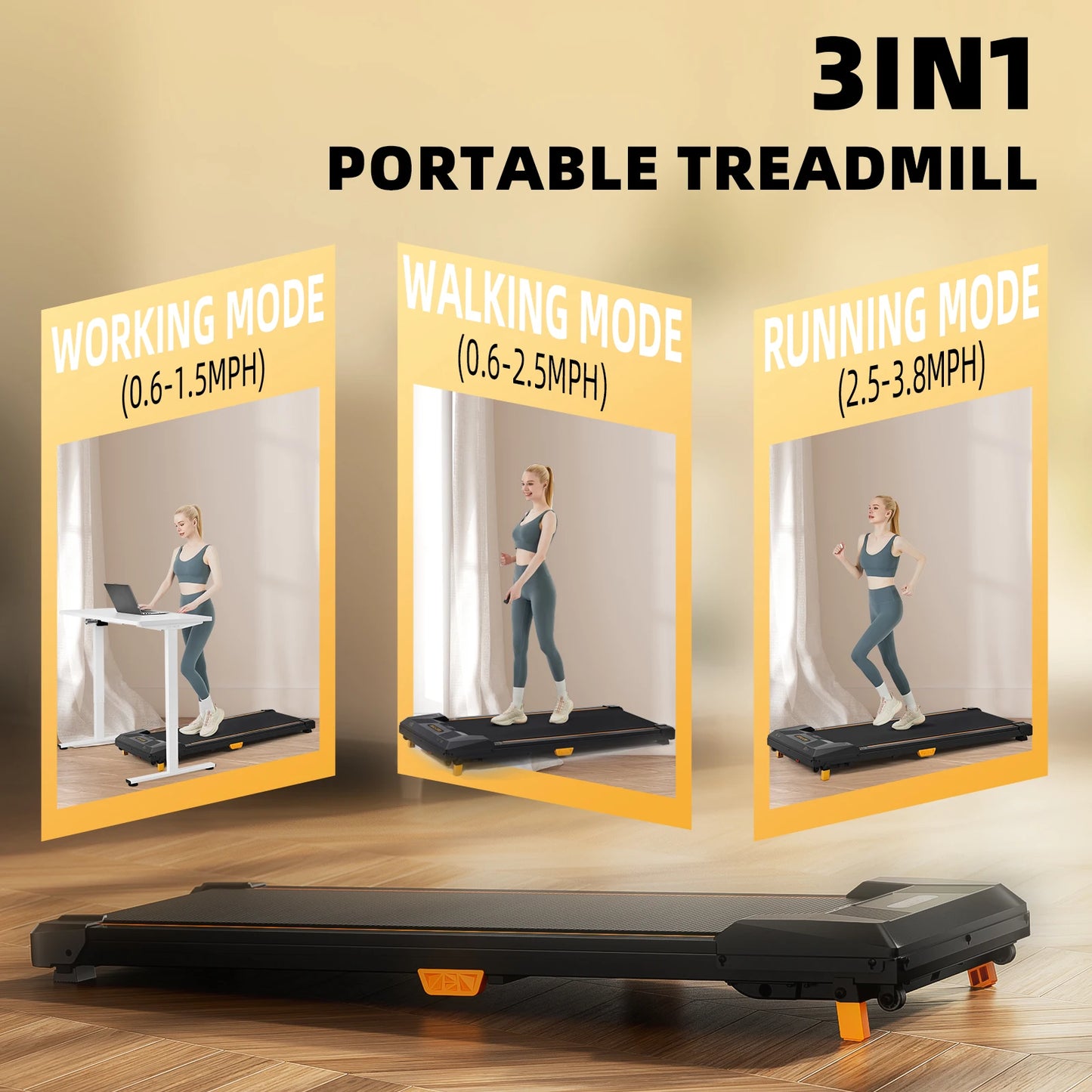 Under Desk Treadmill – 330 lbs Portable Incline Walking Pad