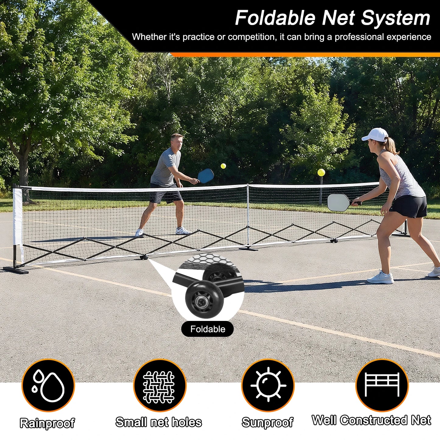 22FT Portable Pickleball Net Set with Wheels – Metal Frame & Aluminum Alloy System