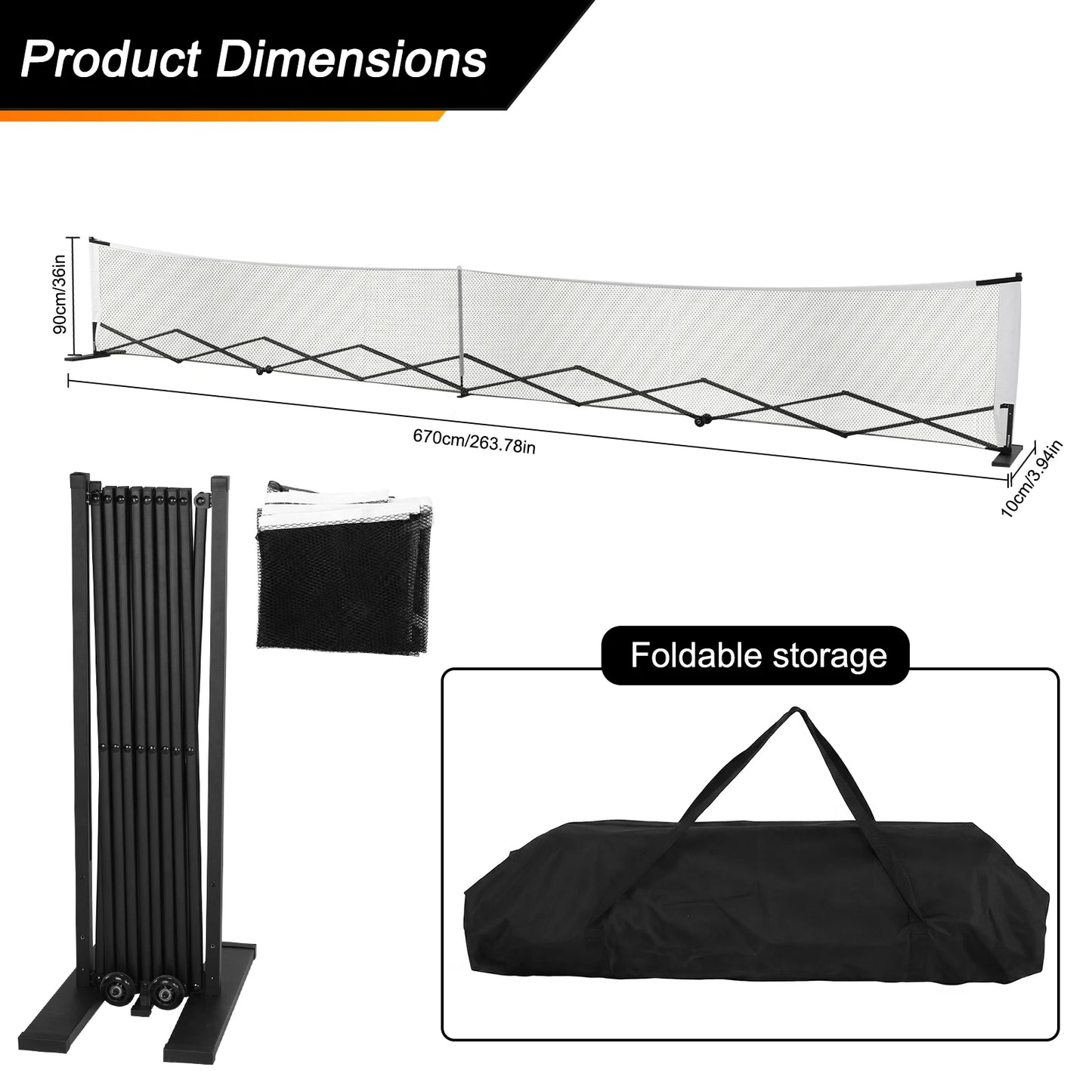 22FT Portable Pickleball Net Set with Wheels – Metal Frame & Aluminum Alloy System