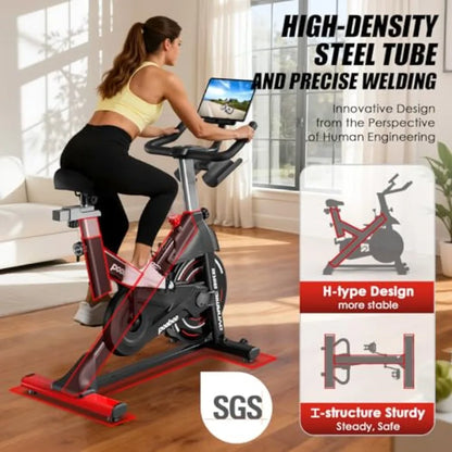 Adjustable Magnetic Resistance Indoor Exercise Bike – App Compatible, 350LB Capacity