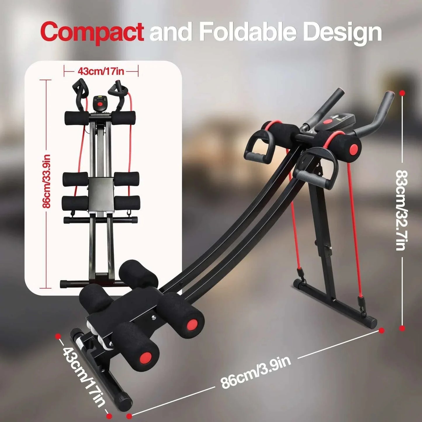 GIKPAL Foldable Ab Machine Ab Workout Equipment for Home Gym,Core & Abdominal Trainer Fitness Equipment Max 440lbs LCD Display