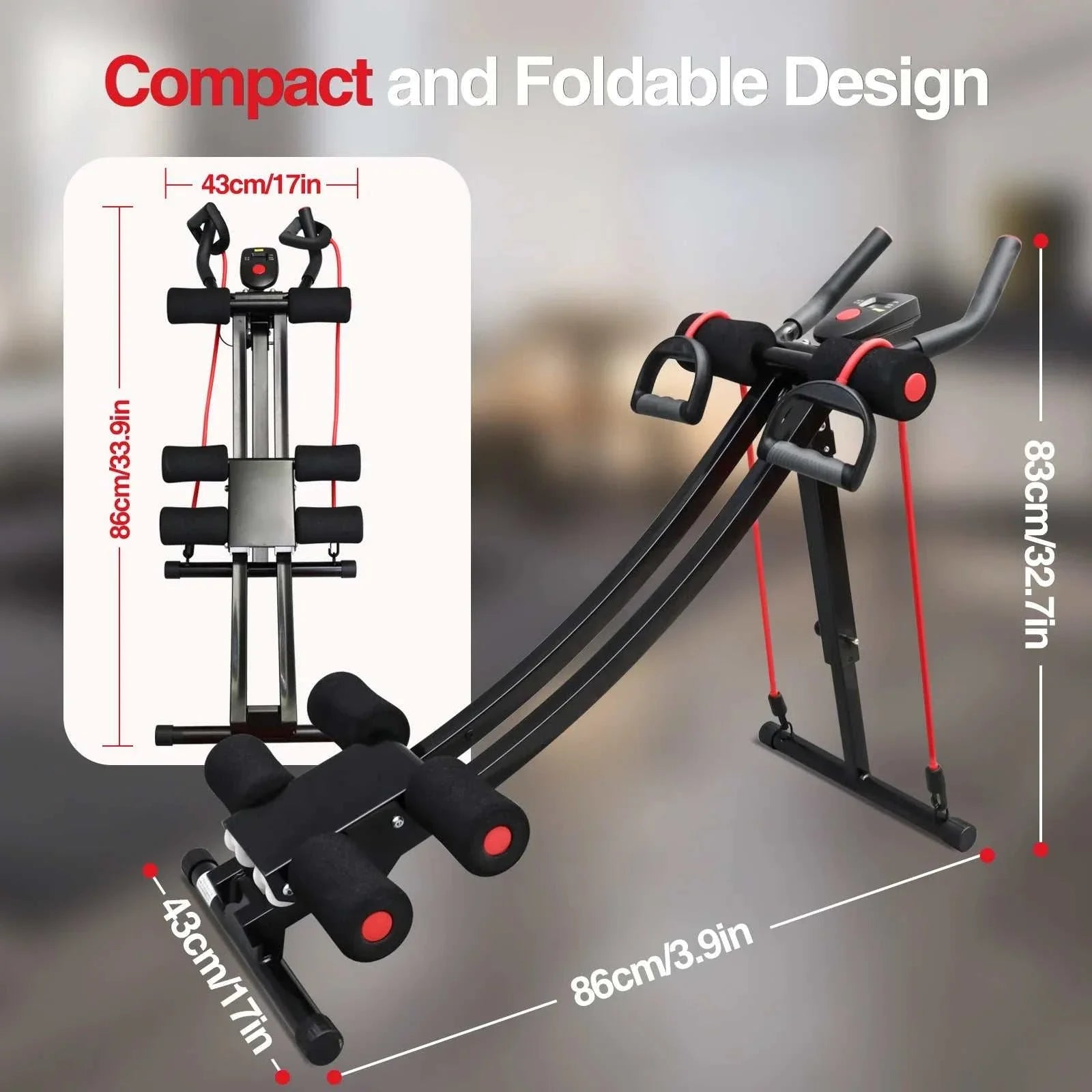 GIKPAL Foldable Ab Machine Ab Workout Equipment for Home Gym,Core & Abdominal Trainer Fitness Equipment Max 440lbs LCD Display