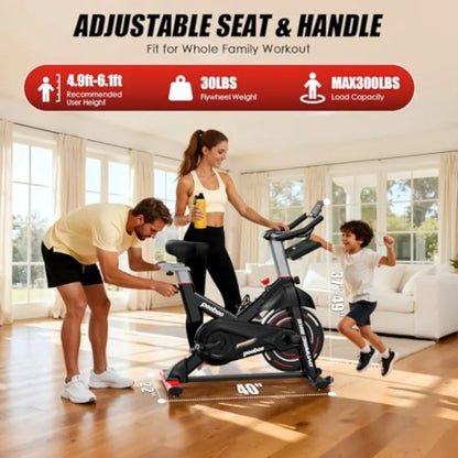Adjustable Magnetic Resistance Indoor Exercise Bike – App Compatible, 350LB Capacity