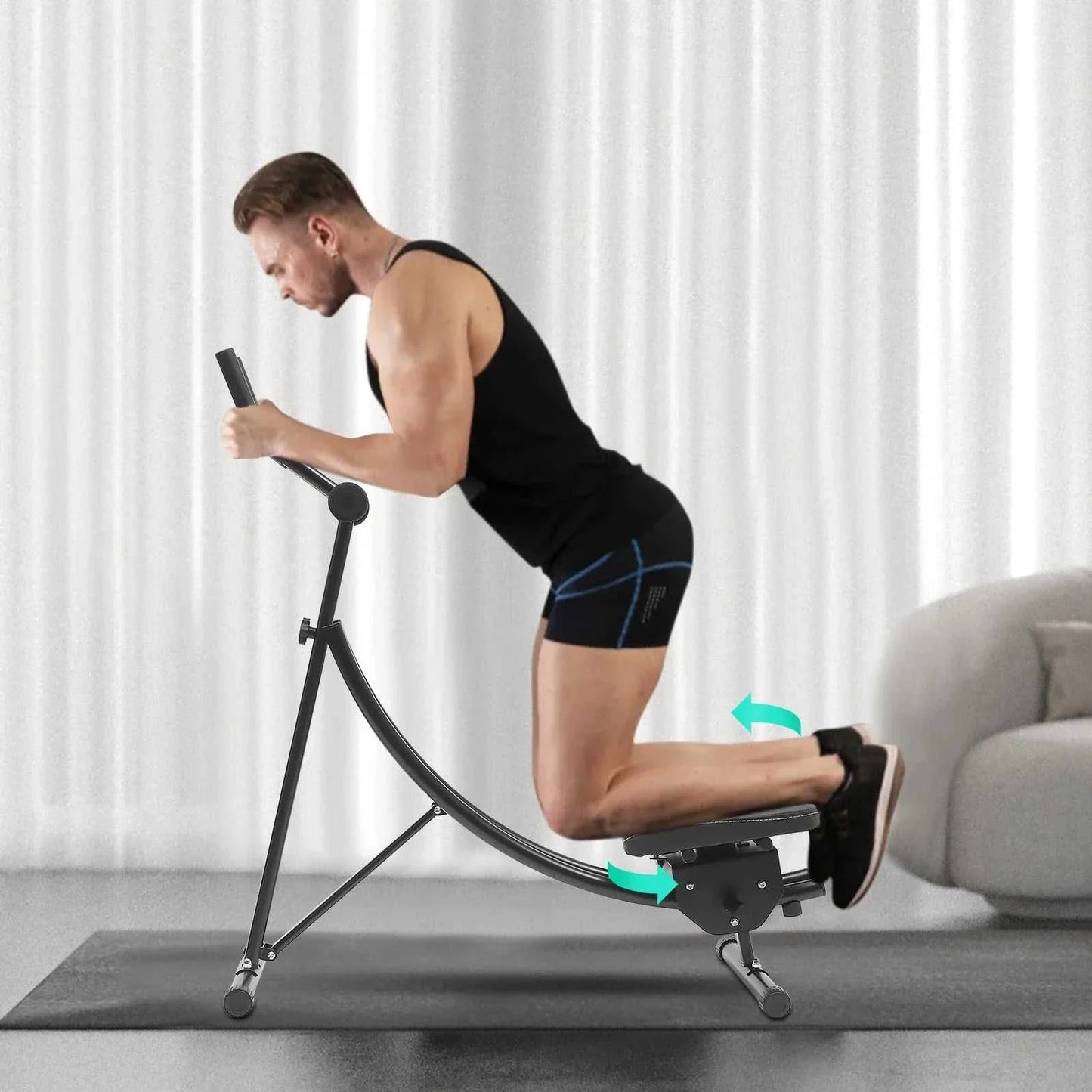 Foldable Ab Machine with LED Display & 180° Rotation – Home Gym Trainer