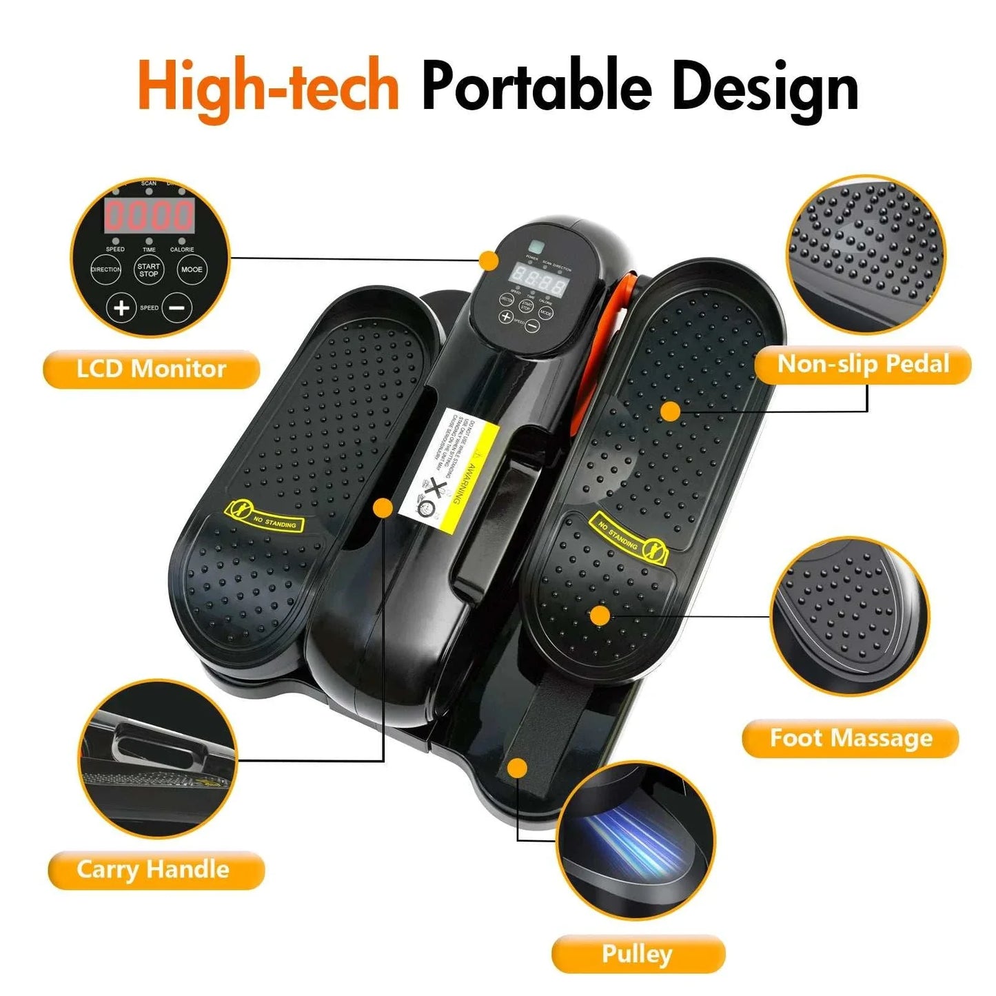 Under Desk Elliptical Machine – Portable Seated Pedal Exerciser 12-Speed