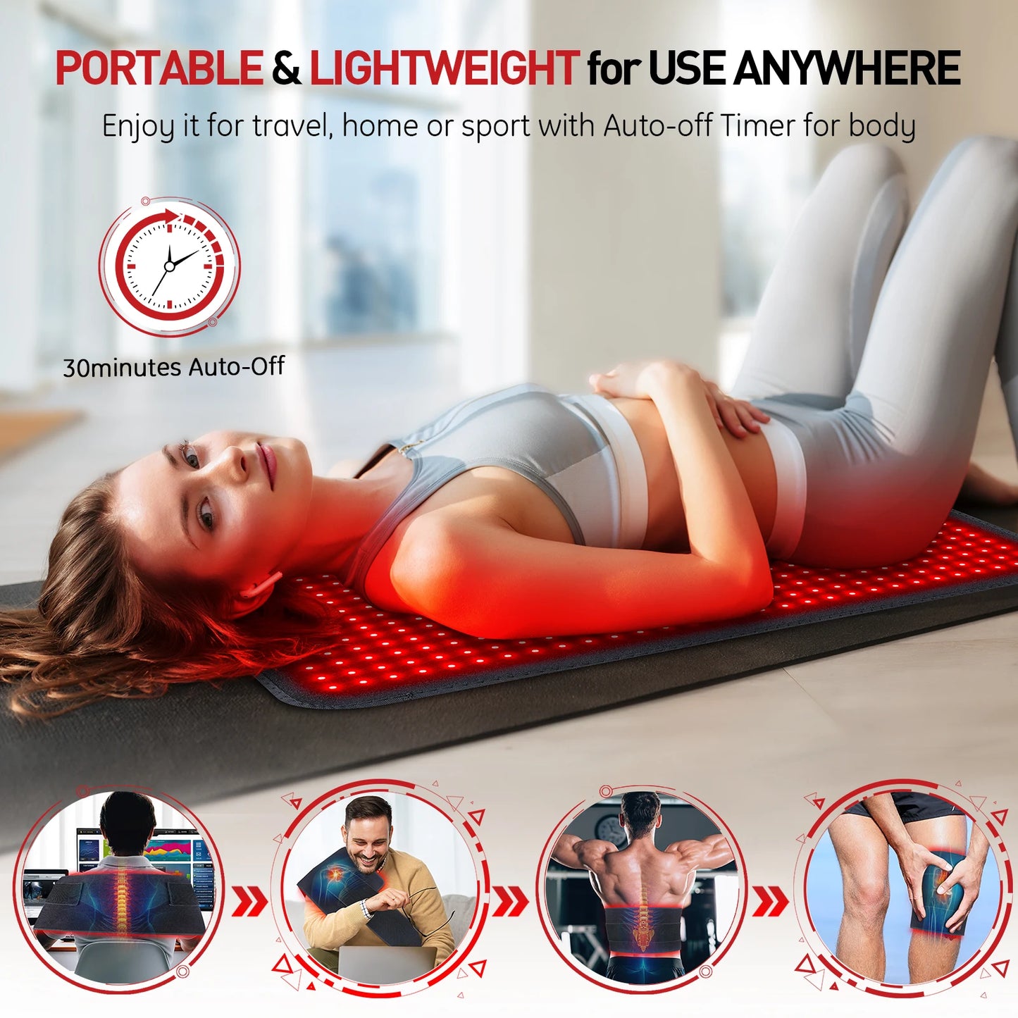 Red Light Therapy Heating Pad for Back, Waist & Muscle Pain Relief