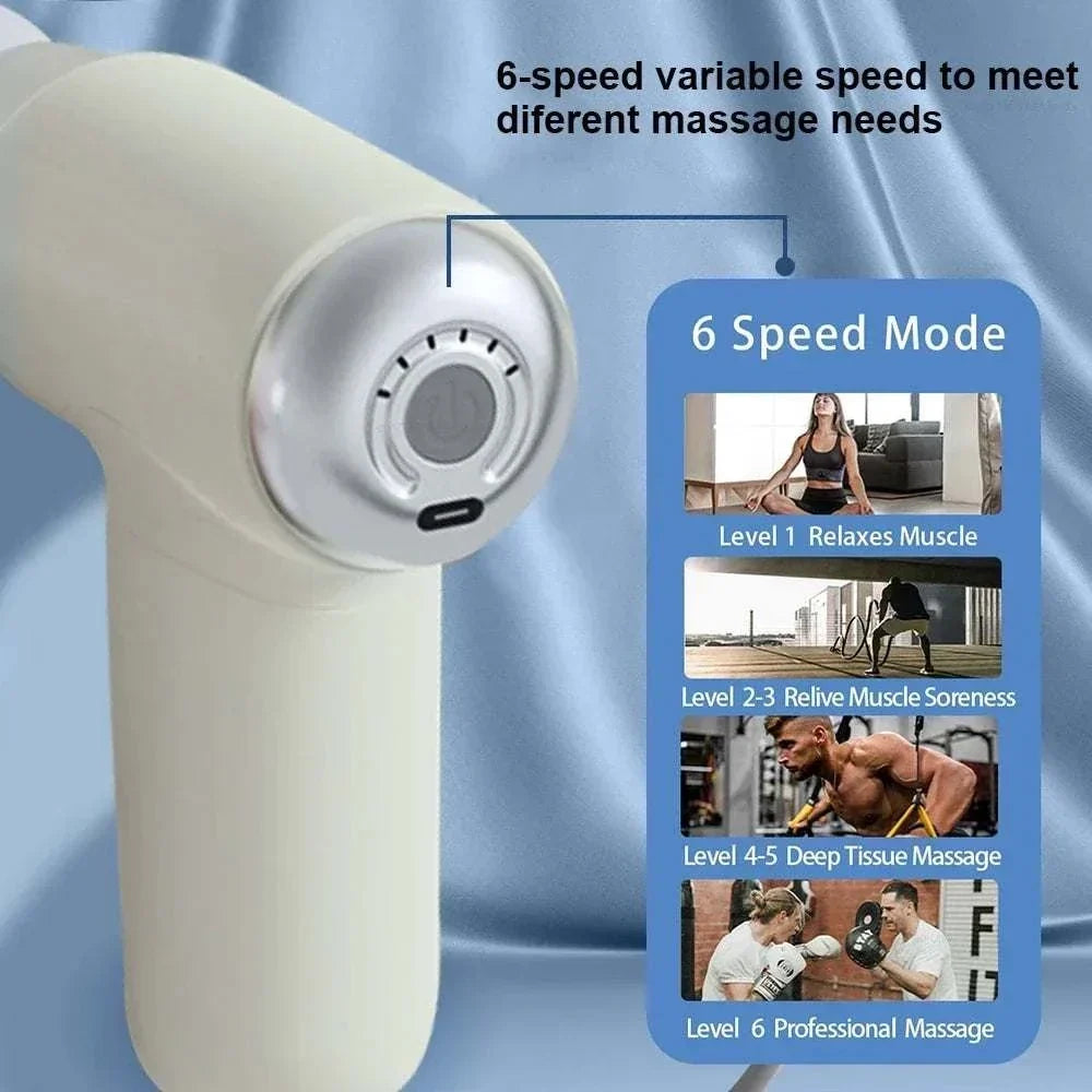 Portable mini handheld massage gun for deep tissue muscle relaxation