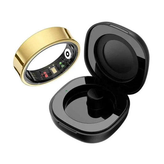 R09 smart ring with charging case monitoring heart rate and blood oxygen