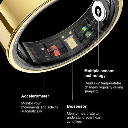 R09 smart ring with charging case monitoring heart rate and oxygen