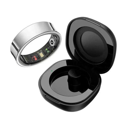 R09 smart ring with charging case tracking heart rate and oxygen